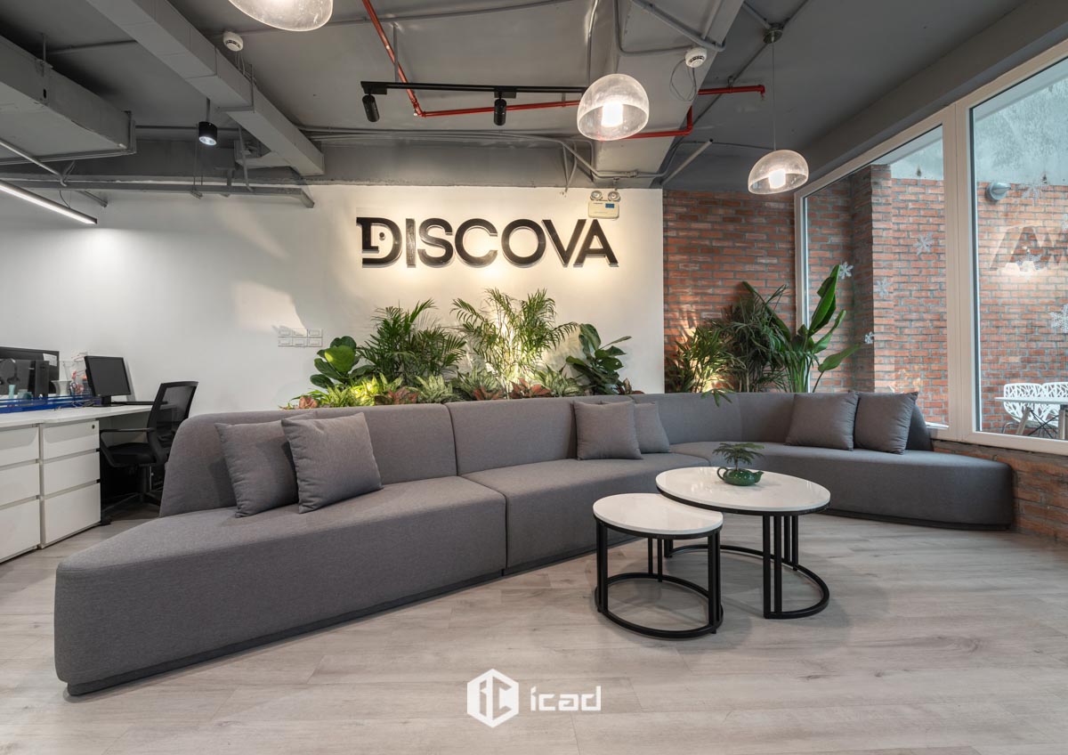 Khu vực chờ thiết kế mở tại văn phòng Discova